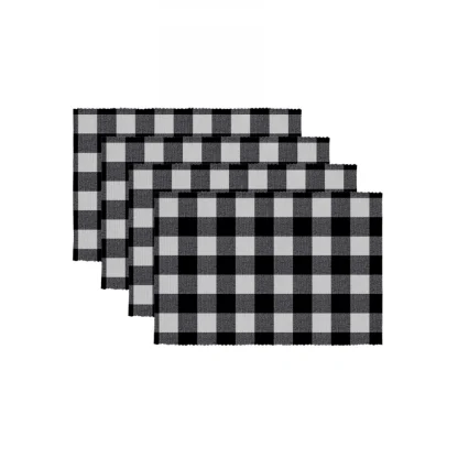 Checked Cotton Place Mats Sets (Black) - Image 3