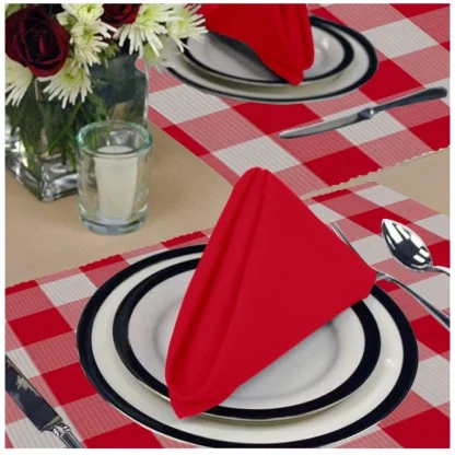 Checked Cotton Place Mats Sets (Red) - Image 3