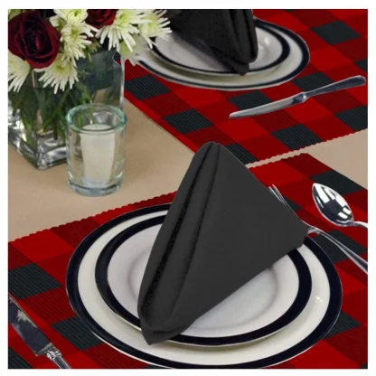 Checked Cotton Place Mats Sets (Red & Black) - Image 4