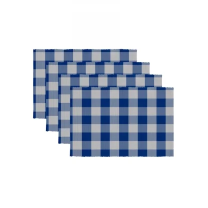 Checked Cotton Place Mats Sets (Royal Blue) - Image 3