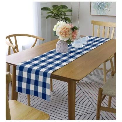 Checked Cotton Table Runners (Royal Blue)