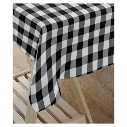 Checked Cotton Checks Table Cloth (Black) - Image 3