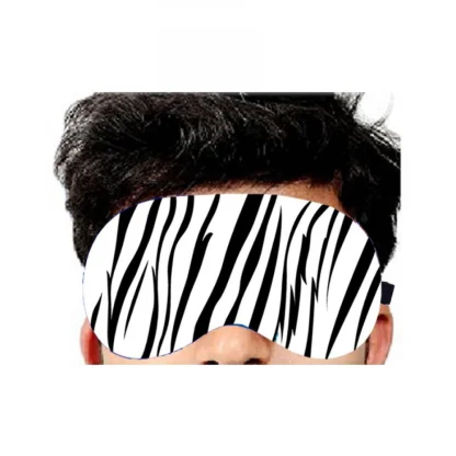 Striped Printed Polyester Eyemasks (Black and white) - Image 3