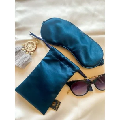 Solid Satin Silk Eyemasks (Navy Blue) - Image 3