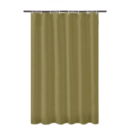 Waves Polyester Plain Shower Curtains with Plastic Eyelets (Light Green)