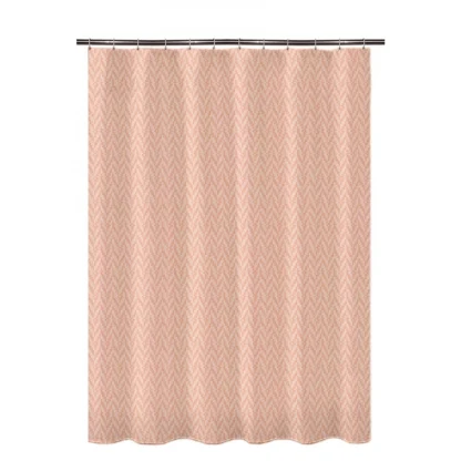 Waves Polyester Plain Shower Curtains with Plastic Eyelets (Peach)