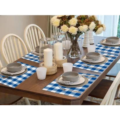 Checked Cotton Place Mats Sets (Royal Blue) - Image 4