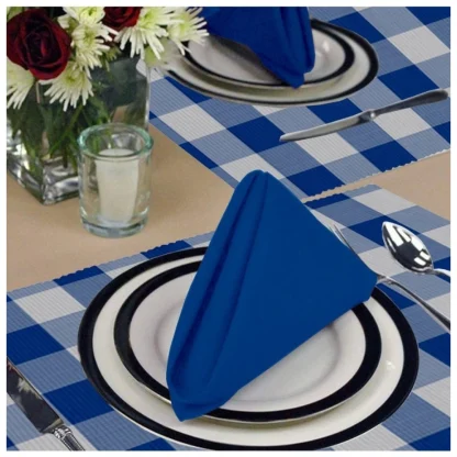 Checked Cotton Place Mats Sets (Royal Blue) - Image 4