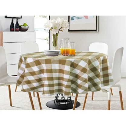 Checked Cotton Checks Table Cloth (Beige)