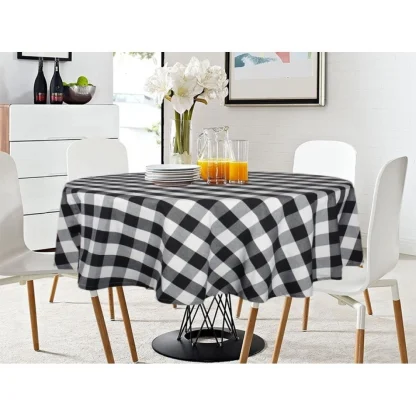 Checked Cotton Checks Table Cloth (Black)