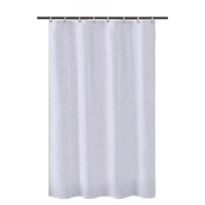 Waves Polyester Plain Shower Curtains with Plastic Eyelets (White)