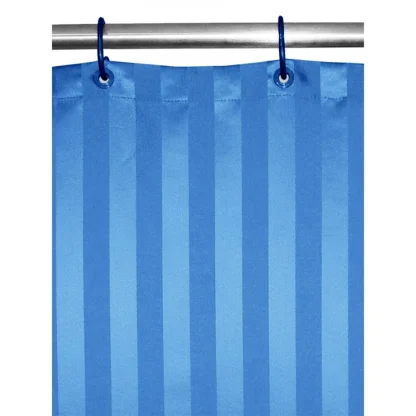 Striped Polyester Plain Shower Curtains with Plastic Eyelets (Blue) - Image 4