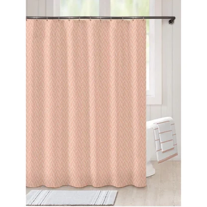 Waves Polyester Plain Shower Curtains with Plastic Eyelets (Peach) - Image 5