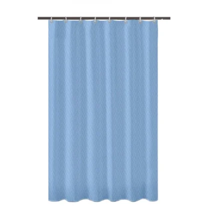 Waves Polyester Plain Shower Curtains with Plastic Eyelets (Light Blue)