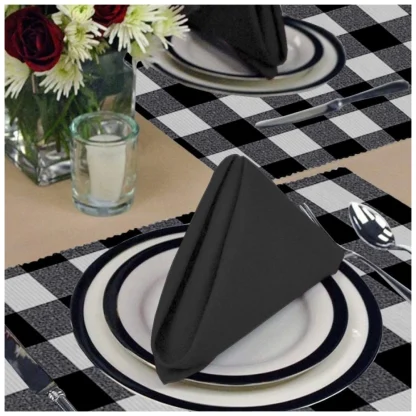 Checked Cotton Place Mats Sets (Black) - Image 4