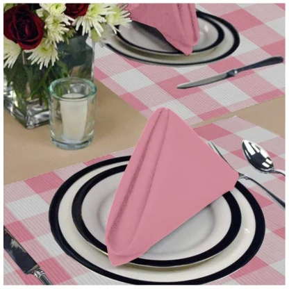 Checked Cotton Place Mats Sets (Pink) - Image 3