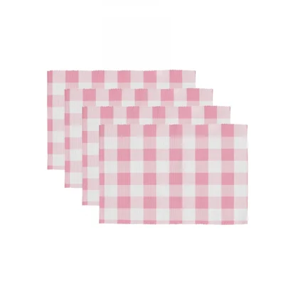 Checked Cotton Place Mats Sets (Pink) - Image 2