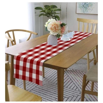 Checked Cotton Table Runners (Red)