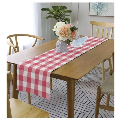 Checked Cotton Table Runners (Baby Pink)