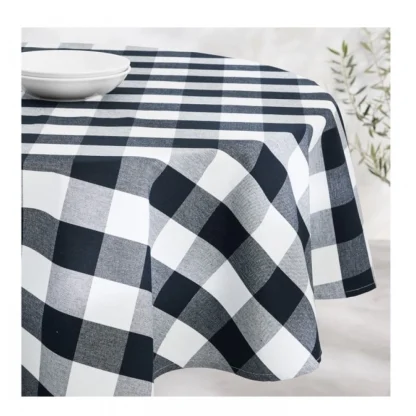 Checked Cotton Checks Table Cloth (Black) - Image 3