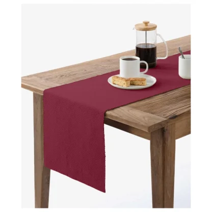 Ribbed Cotton Table Runners (Maroon)