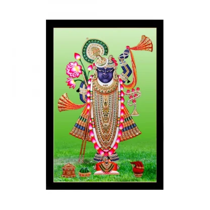 Shrinathji Painting with Synthetic Photo Frame (Multicolor)