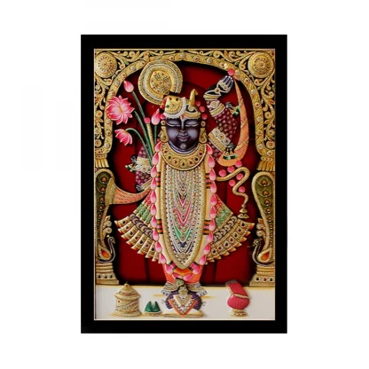 Shrinathji Painting with Synthetic Photo Frame (Multicolor)