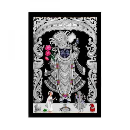 Shrinathji Painting with Synthetic Photo Frame (Multicolor)