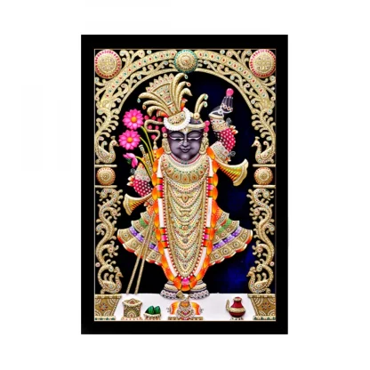 Shrinathji Painting with Synthetic Photo Frame (Multicolor)