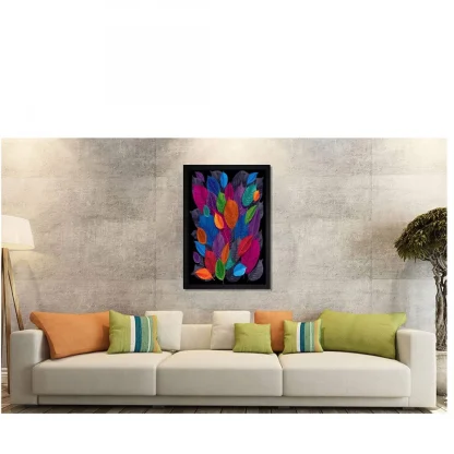 Dark Autumn Leaves Painting with Synthetic Photo Frame (Multicolor) - Image 2