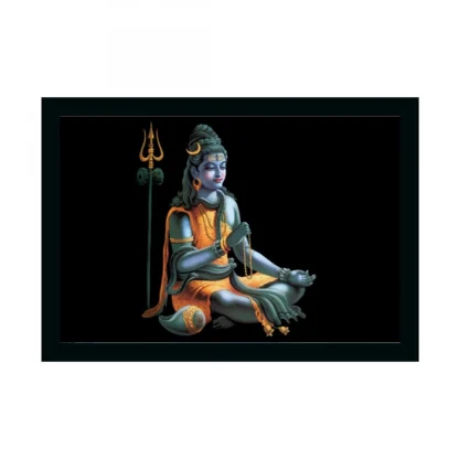 Lord Shiva Painting with Synthetic Photo Frame (Multicolor)