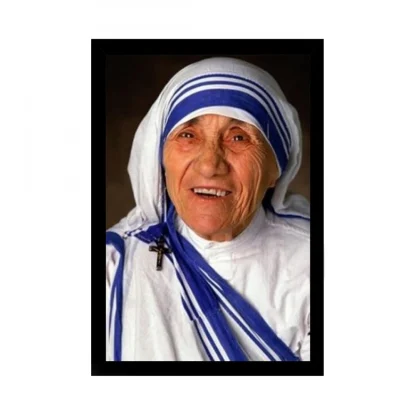 Mother Teresa Painting with Synthetic Photo Frame (Multicolor)