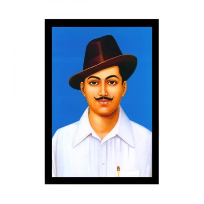 Bhagat Singh Painting with Synthetic Photo Frame (Multicolor)