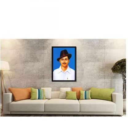 Bhagat Singh Painting with Synthetic Photo Frame (Multicolor) - Image 2