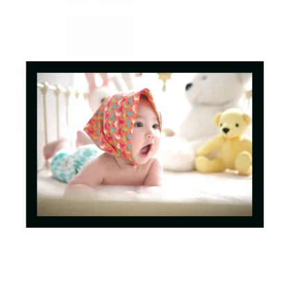 Baby Photo Painting with Synthetic Photo Frame (Multicolor)