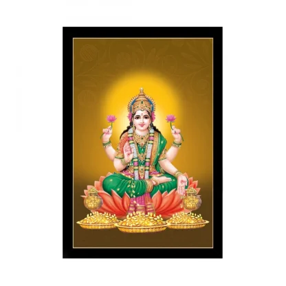 Maa Laxmi Painting with Synthetic Photo Frame (Multicolor)