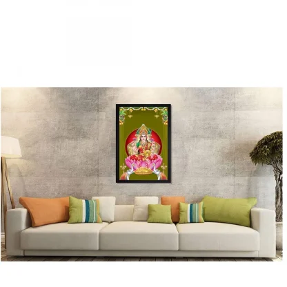 Maa Laxmi Ji Painting with Synthetic Photo Frame (Multicolor) - Image 2