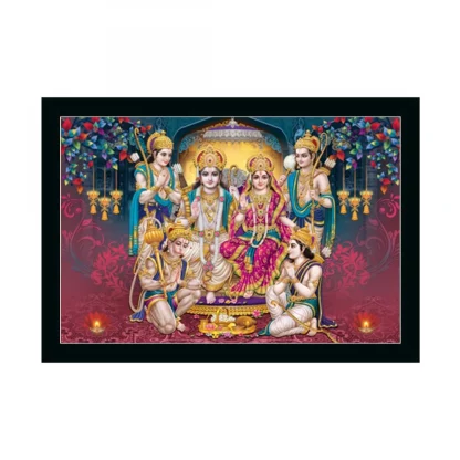 Ayodhya Ram Mandir Painting with Synthetic Photo Frame (Multicolor)