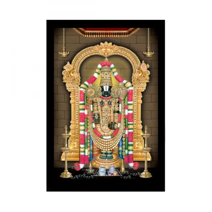 Tirupati Balaji Painting with Synthetic Photo Frame (Multicolor)