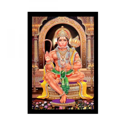 Lord Hanuman Ji Painting with Synthetic Photo Frame (Multicolor)