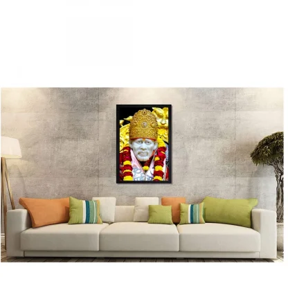 Saibaba Painting with Synthetic Photo Frame (Multicolor) - Image 2