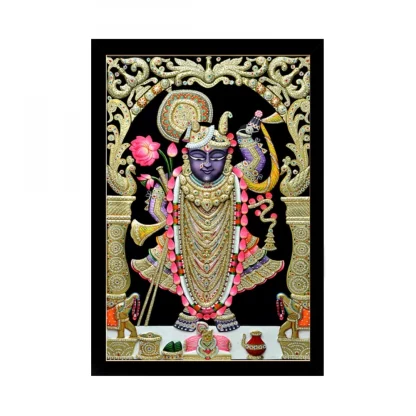 Shrinathji Painting with Synthetic Photo Frame (Multicolor)