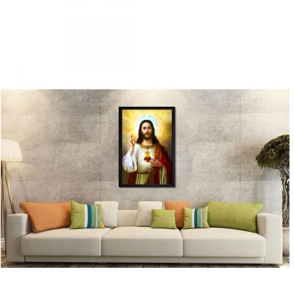 Jesus Christ Painting with Synthetic Photo Frame (Multicolor) - Image 2