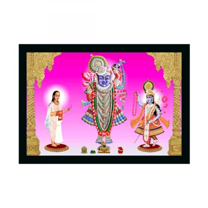 Shrinathji Painting with Synthetic Photo Frame (Multicolor)