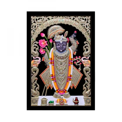 Shrinathji Painting with Synthetic Photo Frame (Multicolor)