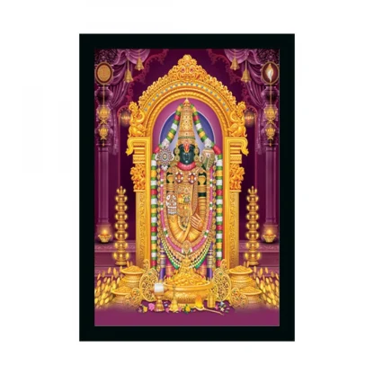 Tirupati Balaji Painting with Synthetic Photo Frame (Multicolor)