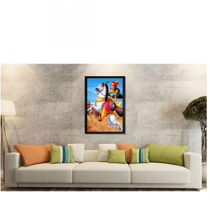 Jhansi Ki Rani Laxmi Bai Painting with Synthetic Photo Frame (Multicolor) - Image 2