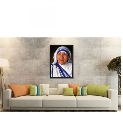 Mother Teresa Painting with Synthetic Photo Frame (Multicolor) - Image 2