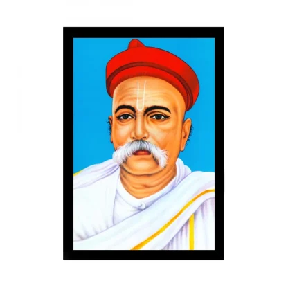 Bal Gangadhar Tilak Painting with Synthetic Photo Frame (Multicolor)