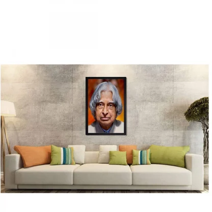 A P J Abdul Kalam Painting with Synthetic Photo Frame (Multicolor) - Image 2